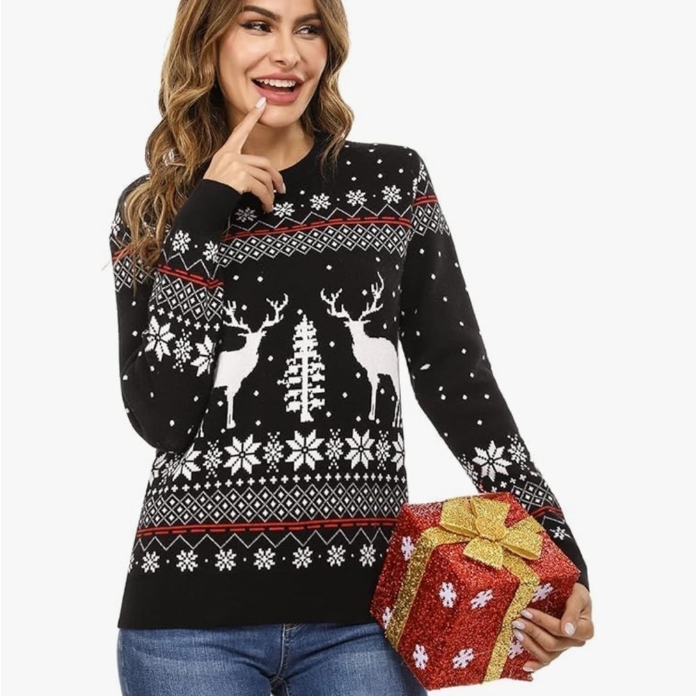 Amazon Hpoicly Christmas Sweater, size L, crew neck sweater, Viscose. - Picture 2 of 10